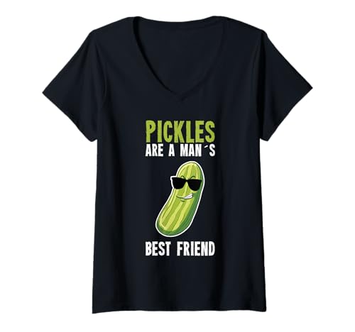 Damen Pickles Are A Man's Best Friend Gurken-Gemüse-Essiggurken T-Shirt mit V-Ausschnitt Damen Pickles Are A Man's Best Friend Gurken-Gemüse-Essiggurken T-Shirt mit V-Ausschnitt von Pickles Are A Man's Best Friend