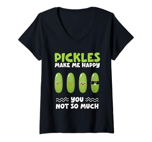 Damen Pickles Make Me Happy You Not Yo Much Gurkengurken T-Shirt mit V-Ausschnitt Damen Pickles Make Me Happy You Not Yo Much Gurkengurken T-Shirt mit V-Ausschnitt von Pickles Make Me Happy You Not Yo Much