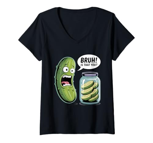 Damen Pickle Dill Gurke Beizen Lustig Eingelegter Liebhaber T-Shirt mit V-Ausschnitt von Pickling Vegetarian Pickled Lover