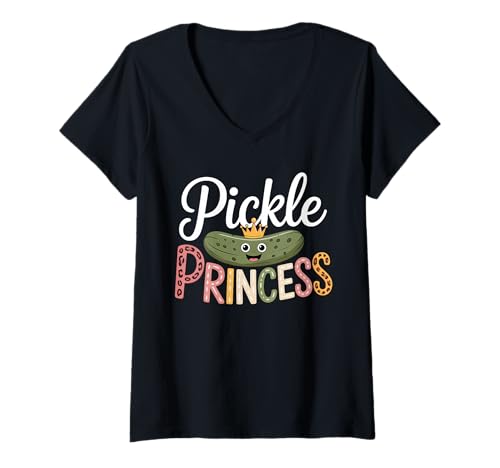 Damen Pickle Princess Dill Pickling Funny Pickles Gurke T-Shirt mit V-Ausschnitt von Pickling Vegetarian Pickled Lover