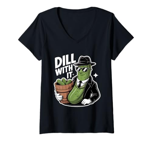 Damen Pickles Dill with It Gurke Beizen Lustige Gurke T-Shirt mit V-Ausschnitt Damen Pickles Dill with It Gurke Beizen Lustige Gurke T-Shirt mit V-Ausschnitt von Pickling Vegetarian Pickled Lover