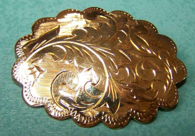 Brosche Sterling Silber Vermeil Ziseliert Vintage 1950Er Jahre von PicksByBear