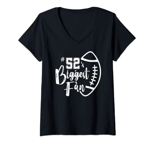 Damen Nummer 52's größte Fan Shirt Fußball Spieler Mama Papa Familie T-Shirt mit V-Ausschnitt von PicksPlace Football T-Shirts