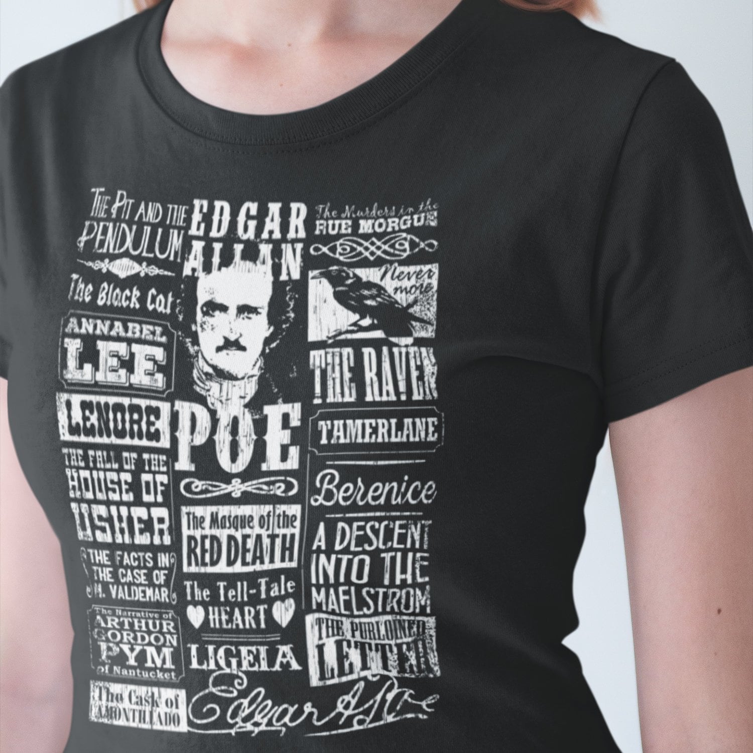 Edgar Allan Poe Shirt Gedichte Zitate Rabe Literatur Kurzärmeliges Unisex T-Shirt Edgar Allan Poe Shirt Gedichte Zitate Rabe Literatur Kurzärmeliges Unisex T-Shirt von PicksPlaceGifts