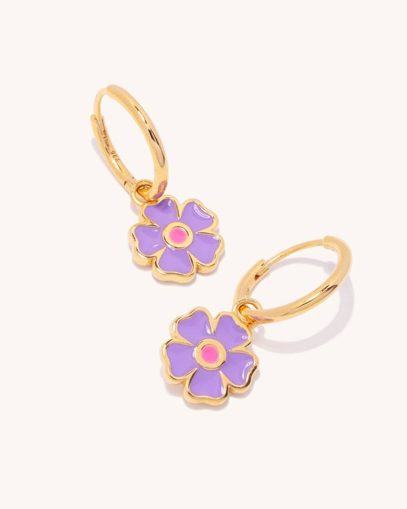 Zierlicher 18K Gold Vermeil Sterling Silber Vergoldet - Lila Wildblumen Emaille Huggie Hoop Ohrring Y2K, Perfektes Geschenk, Niedlicher Blumenohrring Zierlicher 18K Gold Vermeil Sterling Silber Vergoldet - Lila Wildblumen Emaille Huggie Hoop Ohrring Y2K, Perfektes Geschenk, Niedlicher Blumenohrring von PicnicBlanketJewelry