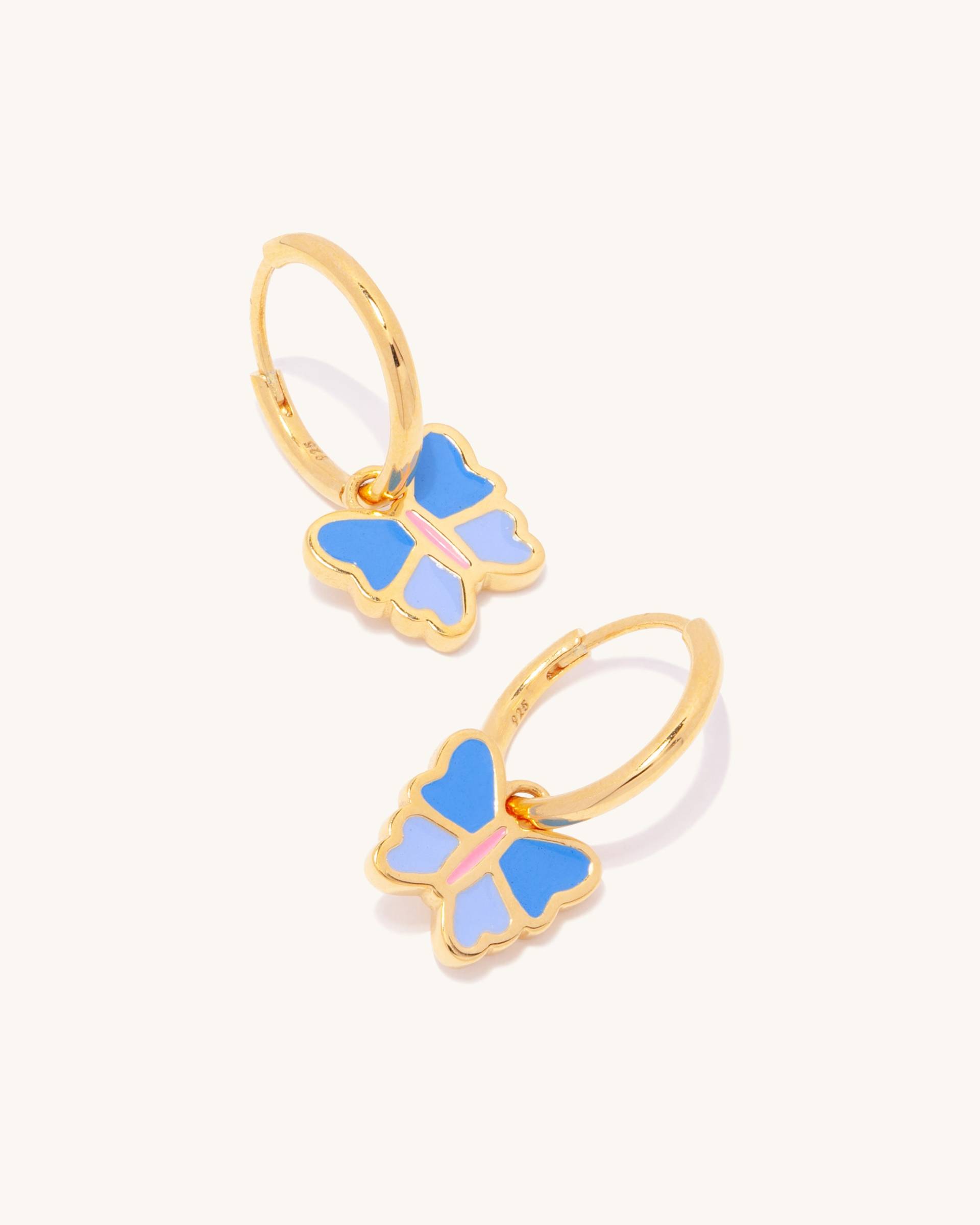 Zierlicher 18K Gold Vermeil Sterling Silber Vergoldet - Meadow Blauer Emaille Schmetterling Huggie Hoop Ohrring Y2K, Perfektes Geschenk, Niedlicher Zierlicher 18K Gold Vermeil Sterling Silber Vergoldet - Meadow Blauer Emaille Schmetterling Huggie Hoop Ohrring Y2K, Perfektes Geschenk, Niedlicher von PicnicBlanketJewelry