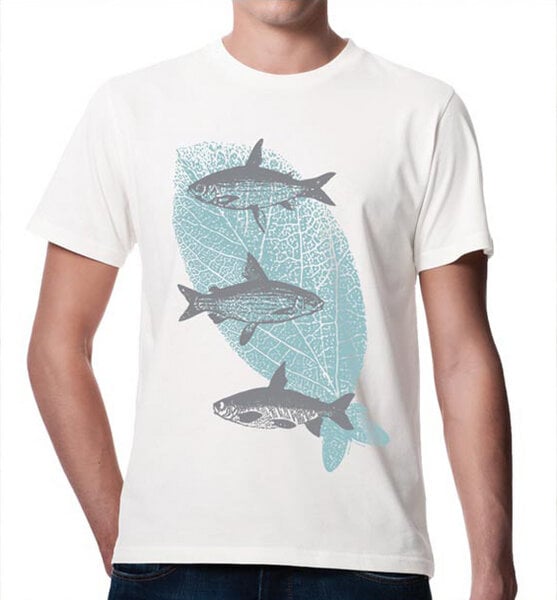 Picopoc Fliegende Fische T-Shirt für Männer in Weiß, Grau & Blau von Picopoc