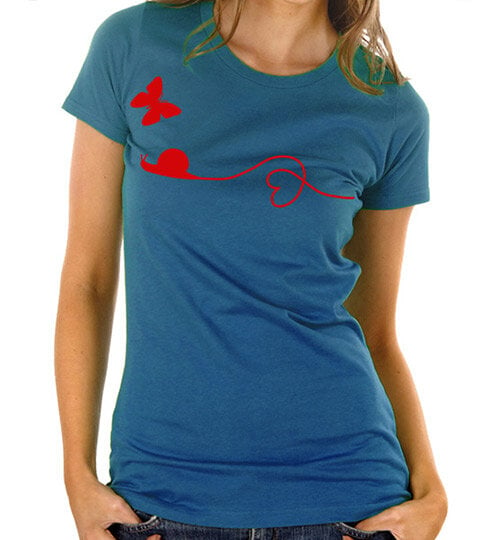 Picopoc Schnecke  Schmetterling T-Shirt in Blau / Figurbetont von Picopoc