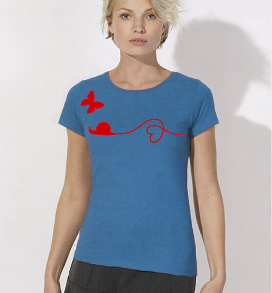 Picopoc Schnecke & Schmetterling T-Shirt  für Frauen in blau & rot von Picopoc