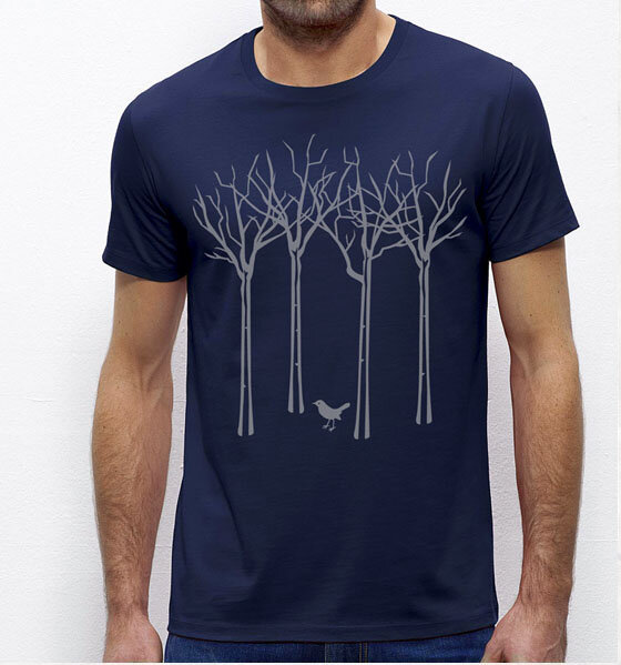 Picopoc Vogel im Wald T-Shirt für Männer in navy blau / Dunkelblau von Picopoc