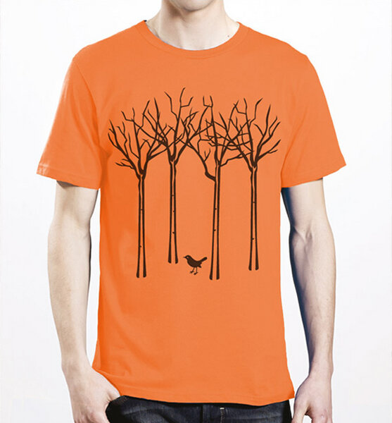 Picopoc Vogel im Wald T-Shirt für Männer in orange von Picopoc