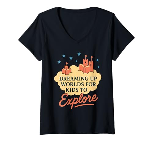 Damen Kid Lit Autor Writer Pride Kinderbuch Schulbesuch T-Shirt mit V-Ausschnitt von Picture Book Kidlit Conference Gift Author Event