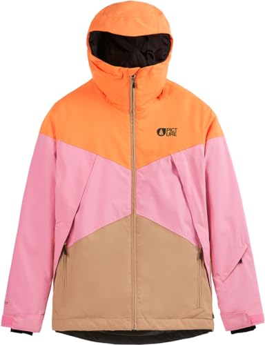 Picture W Seakrest Jacket Colorblock-Orange-Pink - Warme wasserdichte Damen Freeride Skijacke, Größe S - Farbe Latte von Picture