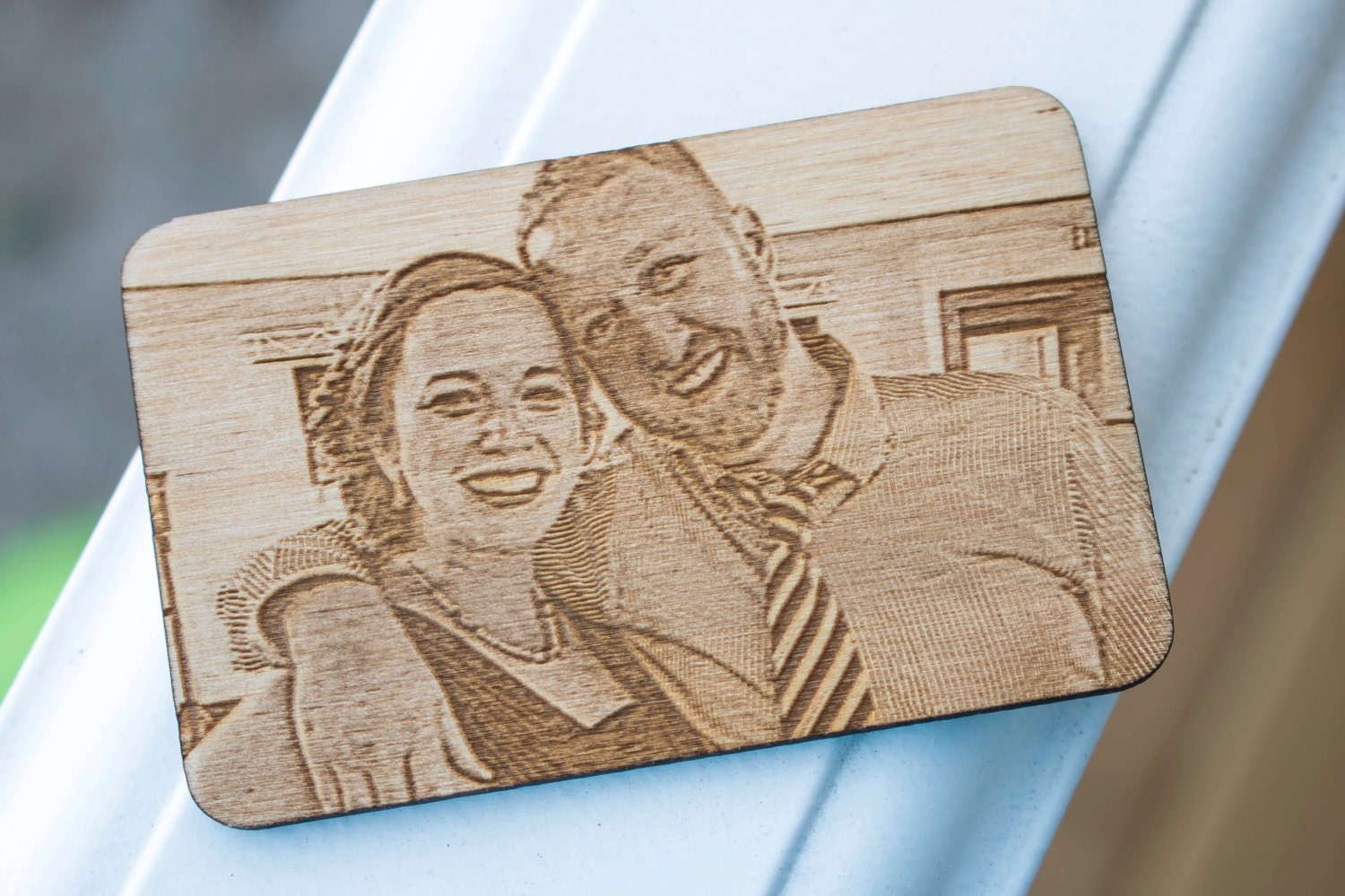 Fotogravur Holz Wallet Karte - Laser Graviert von PictureItCreations