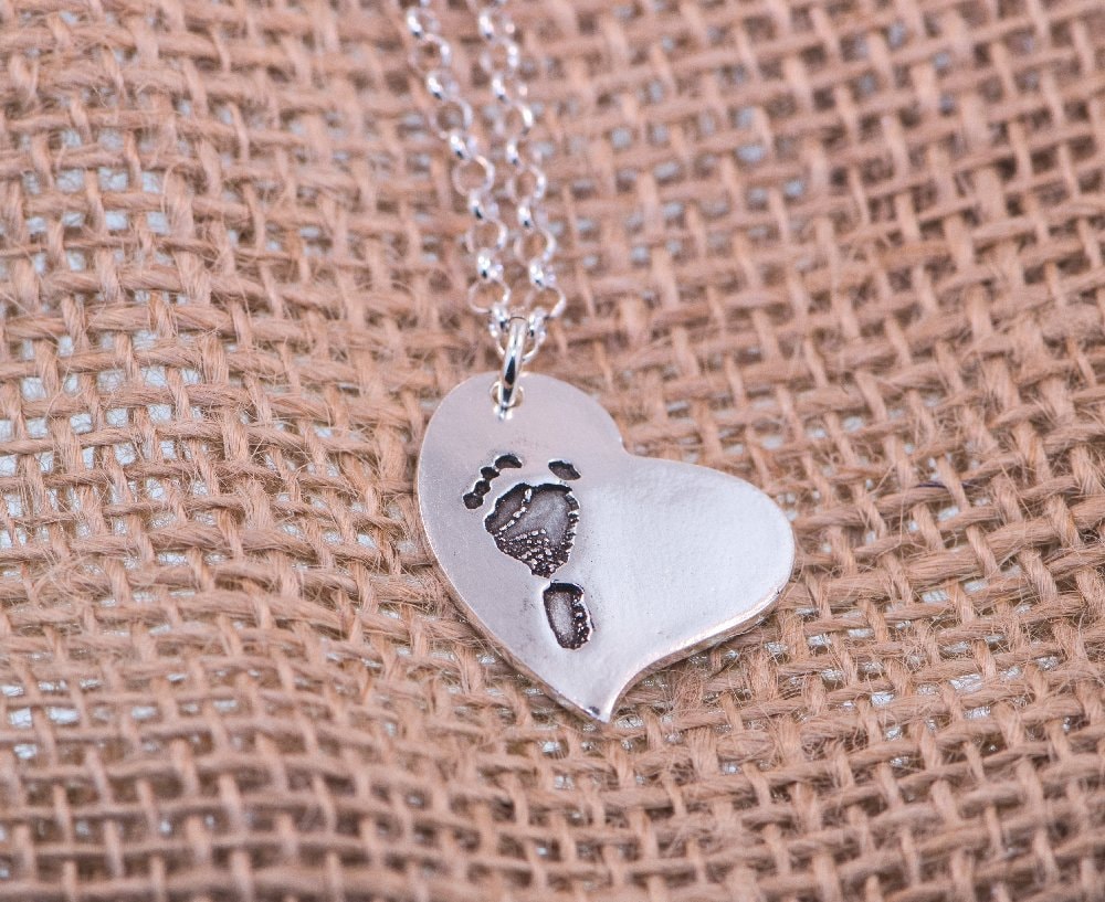 Finger/Hand Fußabdruck Silber Herz Anhänger von PictureJewelry