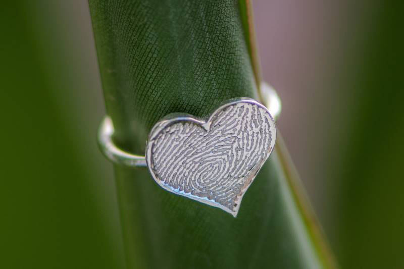 Herz Personalisierte Fingerabdruck Feinsilber Ring von PictureJewelry