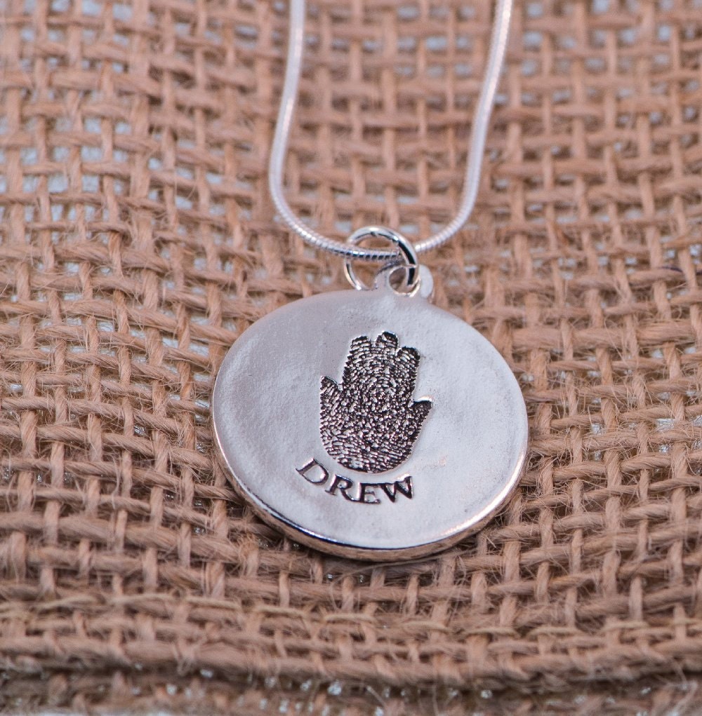 Kreis/Hamsa Fingerprint Silber Anhänger von PictureJewelry
