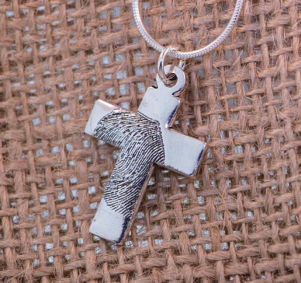 Kreuz Fingerprint Silber Charme von PictureJewelry