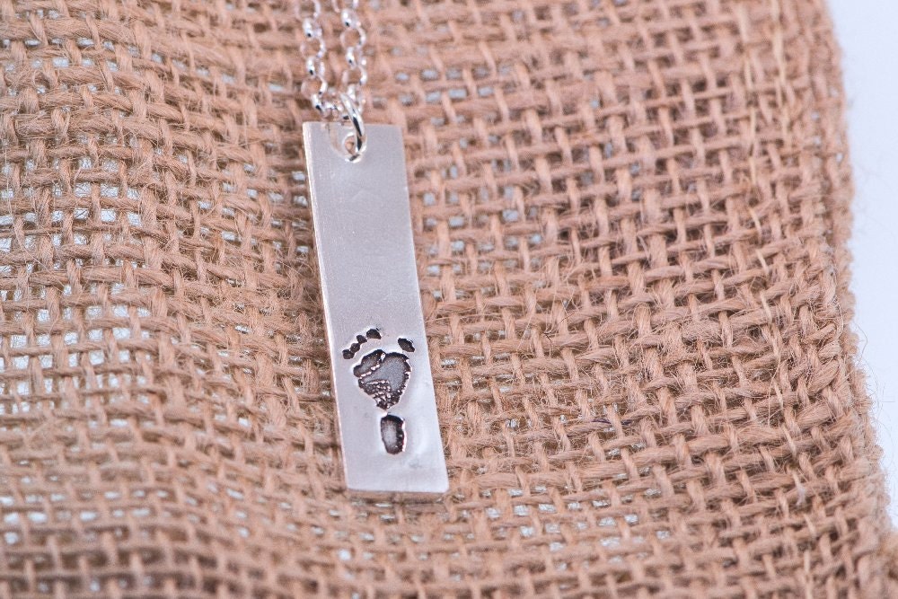 Rechteck Fingerprint Silber Anhänger von PictureJewelry
