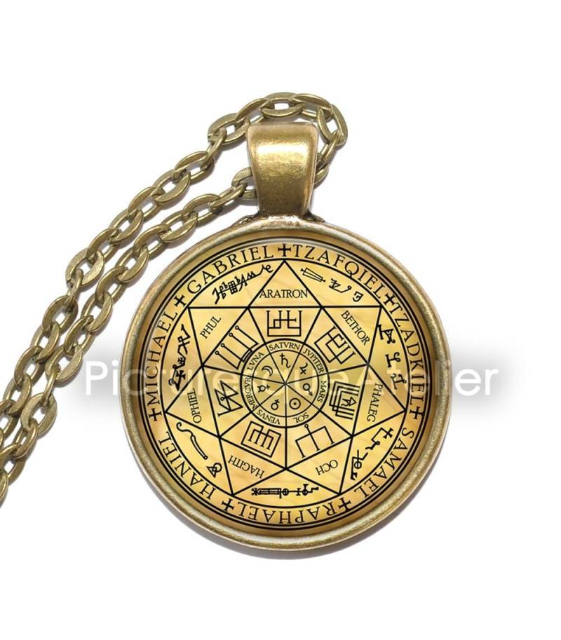 Erzengel Siegel Halskette/Schlüsselring, Sieben Erzengel, Gegenwart Gottes, Symbol, Kunst Anhänger, Glas Handgemachter Schmuck von PicturesqueAtelier