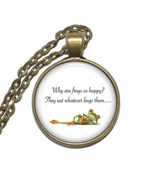 Happy Frog Halskette/Schlüsselring, Rätsel, Kunst-Anhänger-Halskette, Inspirations-Halskette, Glasanhänger, Handgemachter Schmuck von PicturesqueAtelier