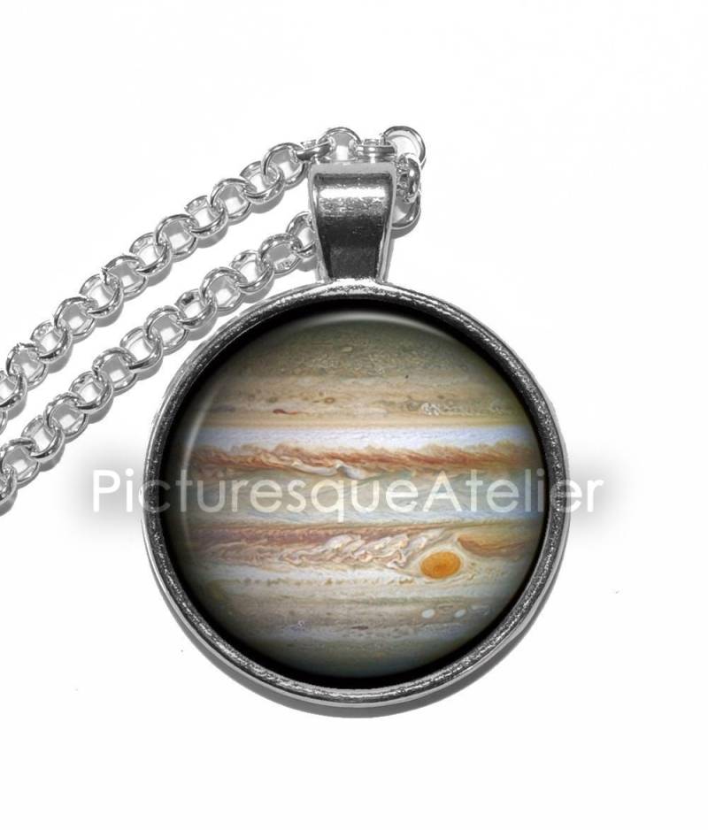 Jupiter Halskette, Planet, Sonnensystem, Weltraum, Universum, Kunst Anhänger Glas Anhänger, Handgemachter Schmuck von PicturesqueAtelier