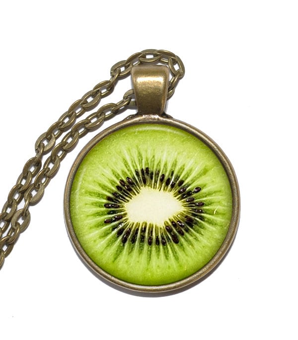 Kiwi Fruit Halskette, Obst Kunst Anhänger Glas Anhänger, Handgemachter Schmuck Kiwi Fruit Halskette, Obst Kunst Anhänger Glas Anhänger, Handgemachter Schmuck von PicturesqueAtelier