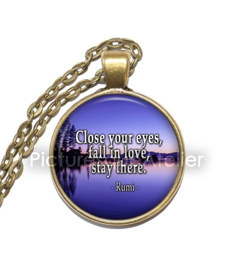Rumi Zitat Halskette, Sufi Mystiker, Dichter, Gelehrter, Theologe, Kunst Anhänger Inspiration Glas Anhänger, Handgemachter Schmuck von PicturesqueAtelier