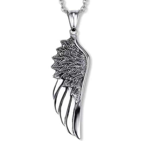 Halskette Engelsflügel aus Zamak, zwei Modelle erhältlich, Anhänger 5,6 cm oder 6,1 cm, Kette 55 cm, symbolisch und spirituell, XL, Metall, Kein Edelstein Halskette Engelsflügel aus Zamak, zwei Modelle erhältlich, Anhänger 5,6 cm oder 6,1 cm, Kette 55 cm, symbolisch und spirituell, XL, Metall, Kein Edelstein von Pidak