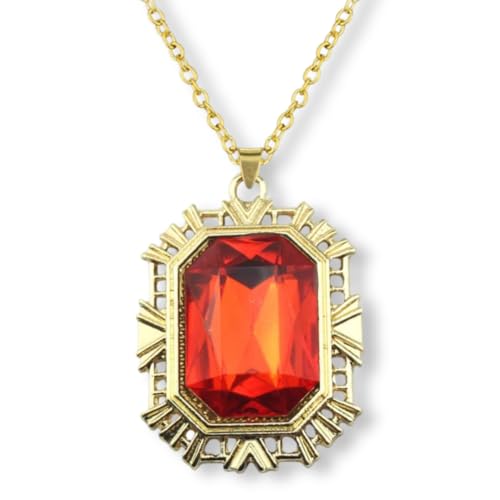 PIDAK Morpheus Halskette mit rotem Stein – 4,1 x 3 cm – Kette 50 cm, XL, Metall, Kein Edelstein von Pidak