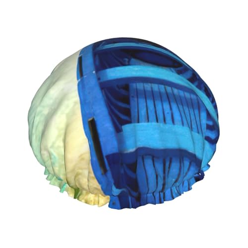 Blauer Himmel Gelb Strand Boot Duschhaube für Männer Frauen Wiederverwendbare Wasserdicht Lange Dicke Haarpflege Haar Kurz Kinder Bad von Pidgazdfgv