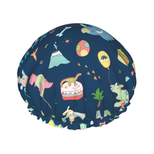 Bunte Elefant und Lea Duschhaube für Männer und Frauen, wiederverwendbar, wasserdicht, lang, dick, Haarpflege, kurzes Kinderbad von Pidgazdfgv