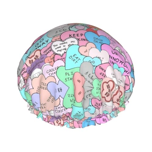 Bunte Herz-Standard-Duschhaube für Männer und Frauen, wiederverwendbar, wasserdicht, lang, dick, Haarpflege, kurzes Kinderbad von Pidgazdfgv