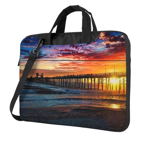 Bunte Sonnenuntergang-Laptop-Tasche, Unisex, Schultertasche, Kuriertasche, Aktentasche, Schulsaison, Schwarz , 15.6 inch von Pidgazdfgv