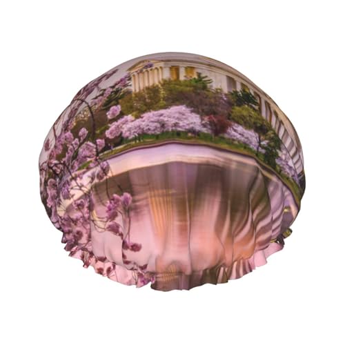 Cherry Blossoms 1 Duschhaube für Herren, Damen, wiederverwendbar, wasserdicht, lang, dick, Haarpflege, kurzes Kinderbad von Pidgazdfgv