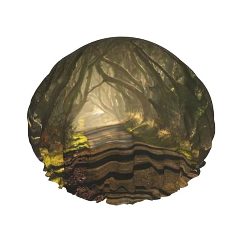 Dark Hedges Duschhaube für Herren, Damen, wiederverwendbar, wasserdicht, lang, dick, Haarpflege, kurzes Kinderbad von Pidgazdfgv