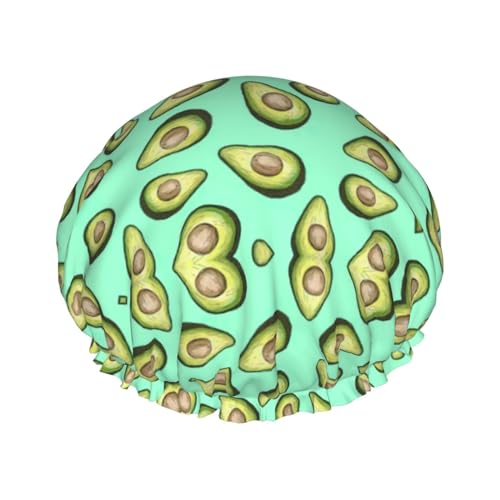 Duschhaube für Herren, frische tropische Früchte, Avocado, wiederverwendbar, wasserdicht, lang, dick, Haarpflege, kurzes Kinderbad von Pidgazdfgv