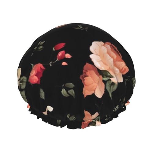 Duschhaube mit Blumen (2) für Männer und Frauen, wiederverwendbar, wasserdicht, lang, dick, Haarpflege, kurzes Kinderbad von Pidgazdfgv