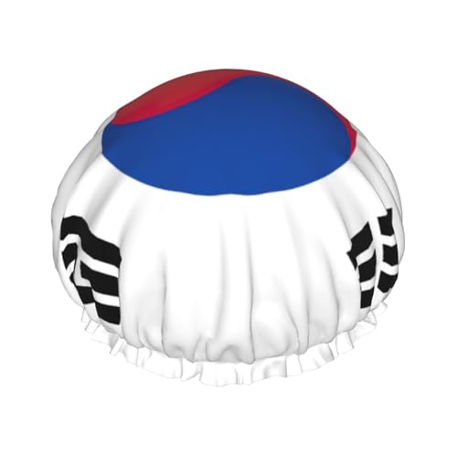 Duschhaube mit Flagge der Republik Korea, für Herren, Damen, wiederverwendbar, wasserdicht, lang, dick, Haarpflege, kurzes Kinderbad von Pidgazdfgv