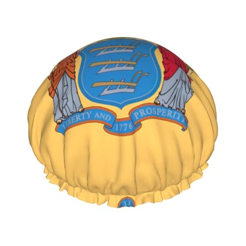 Duschhaube mit Flagge von New Jersey, für Herren, Damen, wiederverwendbar, wasserdicht, lang, dick, Haarpflege, kurzes Kinderbad von Pidgazdfgv