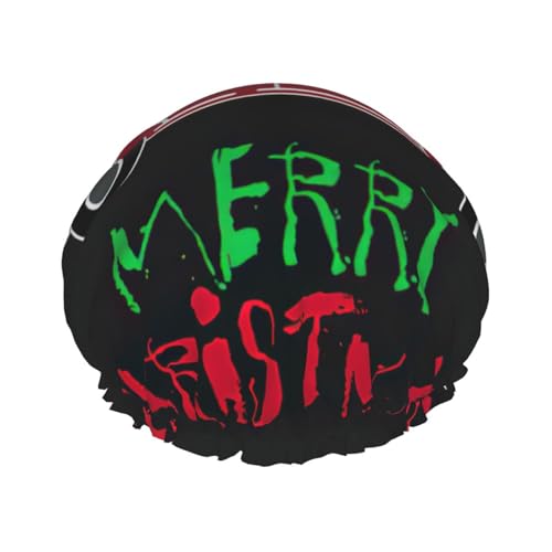 Frohe Weihnachten rote Auto-Duschhaube für Männer und Frauen, wiederverwendbar, wasserdicht, lang, dick, Haarpflege, kurzes Kinderbad von Pidgazdfgv