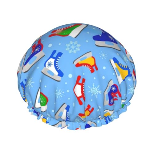 Hockey-Elemente, kreative gemusterte Duschhaube für Herren, Damen, wiederverwendbar, wasserdicht, lang, dick, Haarpflege, kurzes Kinderbad von Pidgazdfgv
