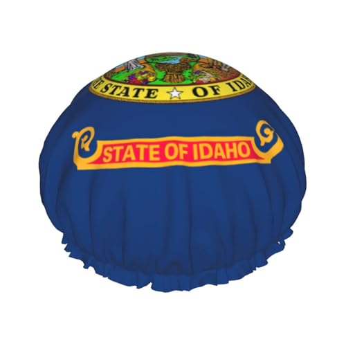 Idaho Duschhaube mit Staatsflagge für Herren, Damen, wiederverwendbar, wasserdicht, lang, dick, Haarpflege, kurzes Kinderbad von Pidgazdfgv