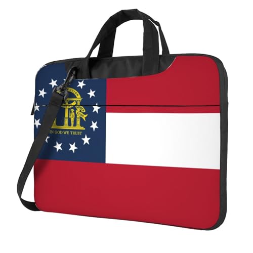 Laptoptasche mit Georgia-Flagge, Unisex, Schultertasche, Kuriertasche, Aktentasche, Schulsaison, Schwarz , 14 inch von Pidgazdfgv