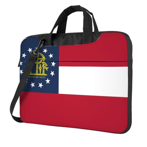 Laptoptasche mit Georgia-Flagge, Unisex, Schultertasche, Kuriertasche, Aktentasche, Schulsaison, Schwarz , 15.6 inch von Pidgazdfgv