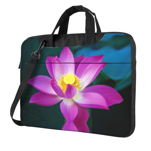 Lotus Flower Laptoptasche, Unisex, Schultertasche, Kuriertasche, Aktentasche, Schulsaison, Schwarz , 15.6 inch von Pidgazdfgv