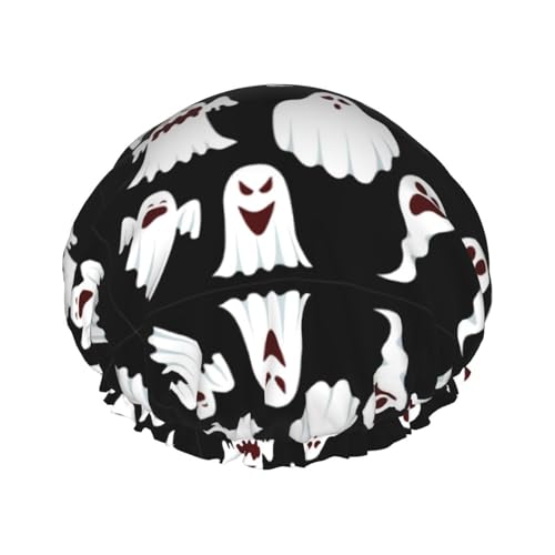 Lustige weiße Geister-Duschhaube für Männer und Frauen, wiederverwendbar, wasserdicht, lang, dick, Haarpflege, kurzes Kinderbad von Pidgazdfgv