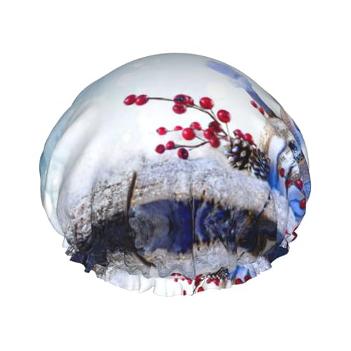 Niedliche Schneemänner Weihnachten Duschhaube für Männer Frauen Wiederverwendbare wasserdichte lange dicke Haarpflege Haar kurz Kinderbad von Pidgazdfgv