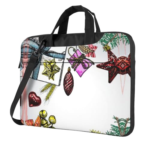 Pidgazdfgv 1 Laptoptasche mit Weihnachtsmotiv, Unisex, Schultertasche, Kuriertasche, Aktentasche, Schuljahreszeit, Schwarz , 13 inch von Pidgazdfgv