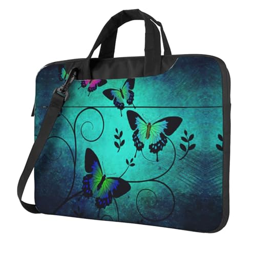 Pidgazdfgv Artistic Butterfly Laptoptasche, Unisex, Schultertasche, Kuriertasche, Aktentasche, Schulsaison, Schwarz , 15.6 inch von Pidgazdfgv